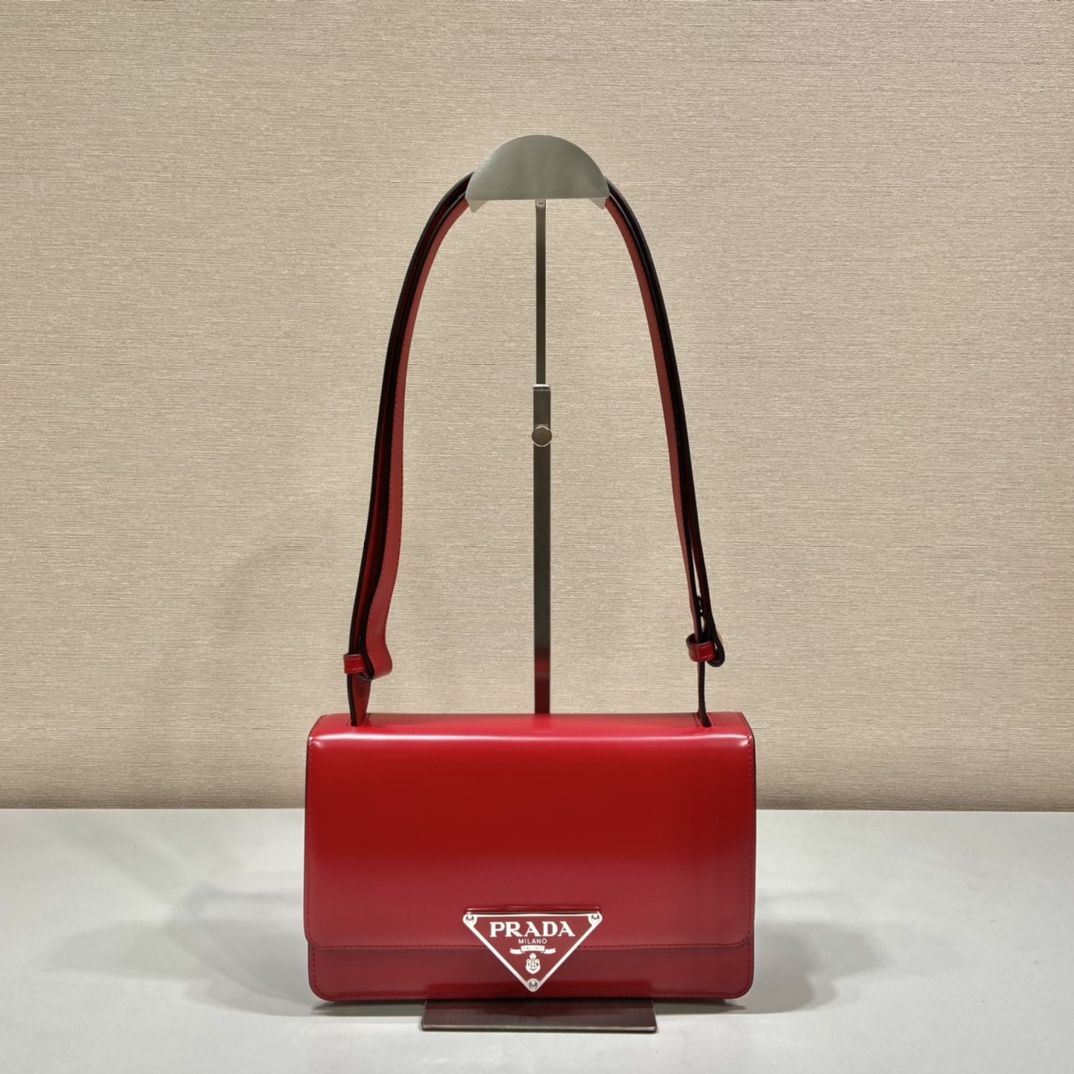 Prada Leather Bag Shoulder Bag Handbag Red 1BD321